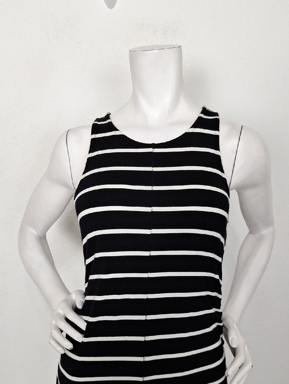 Liz Lange Maternity Black White Striped Boho Feminine High Low Midi Dress Size S - Picture 2 of 12